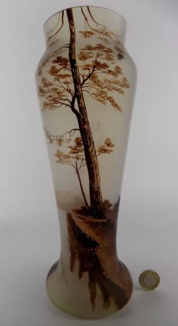 French (Legras style) painted art glass vase.