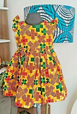 Yellow Handmade African Print Ankara Baby Dress 6mths- 24mths