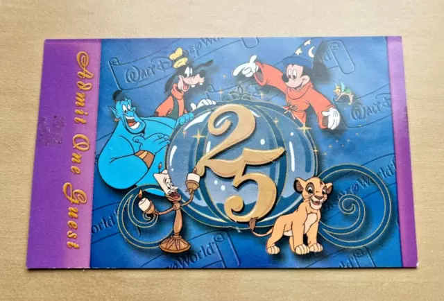 vintage Disney Resort -Ticket-BLAU-25 Jahre Jubiläum August 12 1996 -SAMMLER