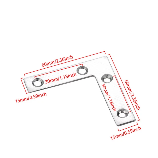 1/4/10X Steel L Shaped Flat Plate Corner Brace Bracket Fixing Repair Brackets