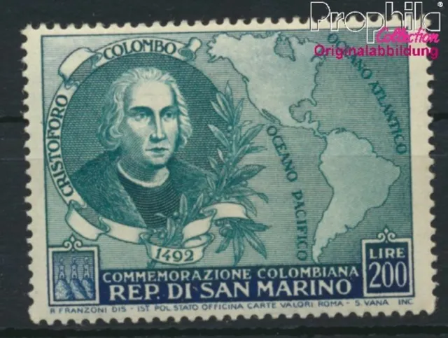 San Marino 475 nuevo con goma original 1952 christoph colón (8927891