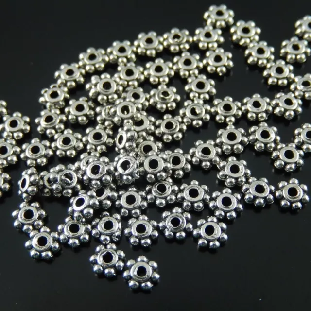 Tibetan Silver Daisy Spacer Metal Beads Charms 4mm Fit For Jewelry Making 200pcs