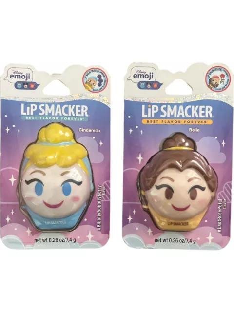Lip Smacker Disney Emoji Lip Balm,Belle,Last RosePetal,0.26 oz+Cinderella Berry