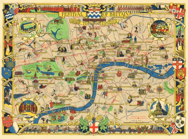 London Festival of Britain pictorial map, modern reproduction