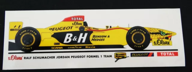 Werbe-Aufkleber Ralf Schumacher Jordan Peugeot F1 Team 1997 Formel Eins