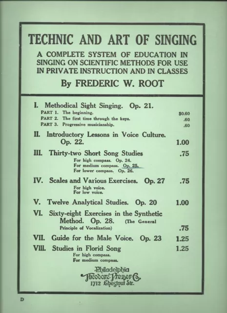 Thirty-two Short Song Studies for Medium Compass Op. 25 by Frederic W. Root