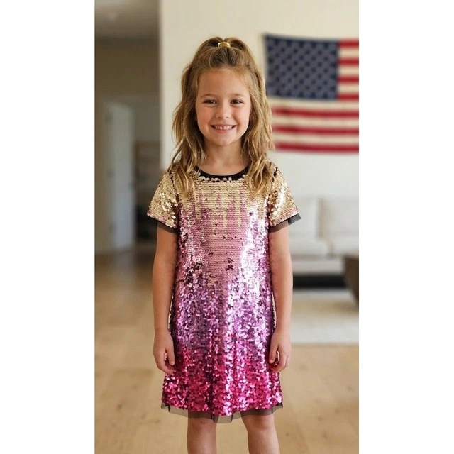 PRIMARK PREMIUM GIRLS Silver Black Sequin Dress 14-15 Years 4.95 -  PicClick UK