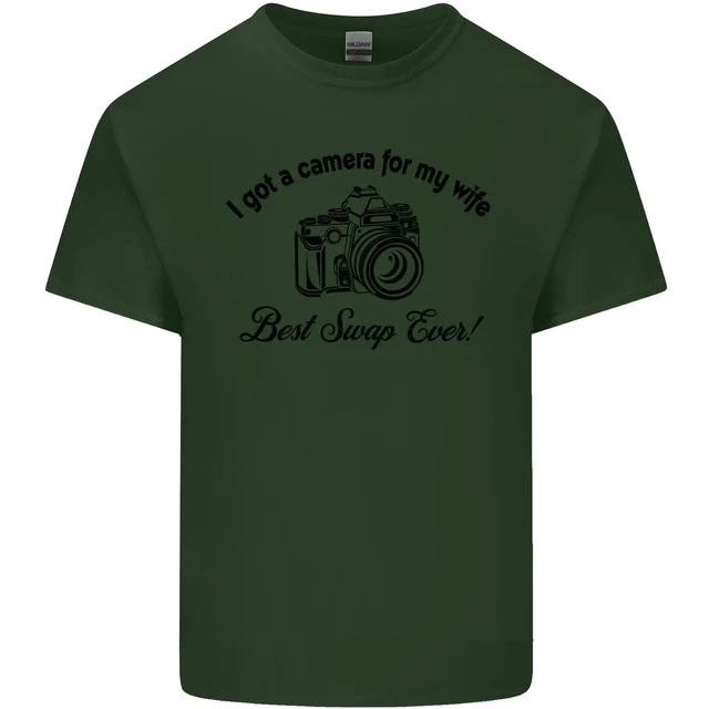 T-shirt top fotocamera per mia moglie fotografo fotografia uomo cotone 8