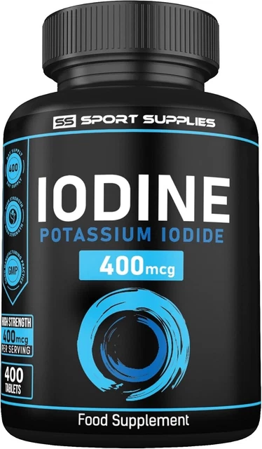 IODINE 400MCG 400 Tablets - Thyroid Health -NERVOUS SYSTEM - Supplement ...
