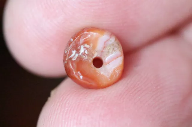 China Ancient Agate Carnelian Bead Stripes Patinas- 8 mm Est 2000 Years Old #xx5