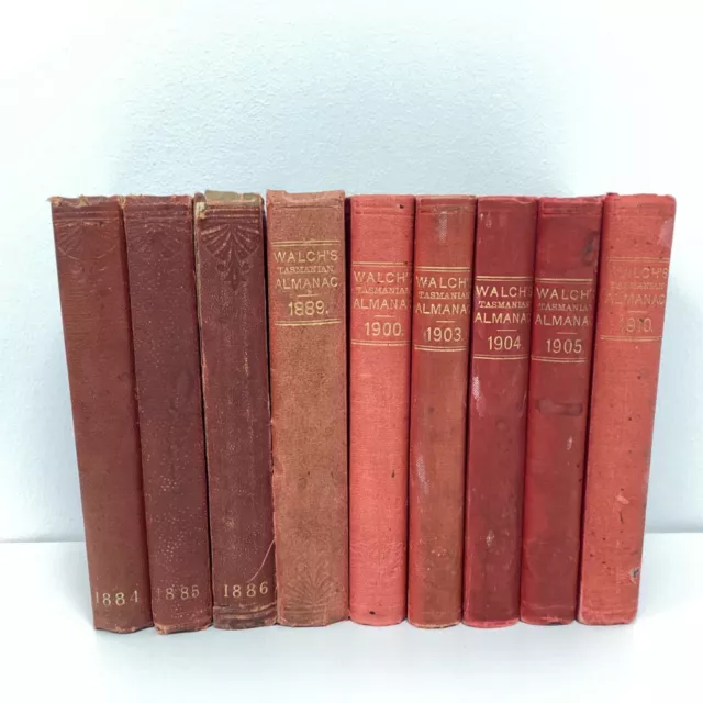 9 x Walch's Tasmanian Almanacs 1884 - 1910 (B1) NS#8615