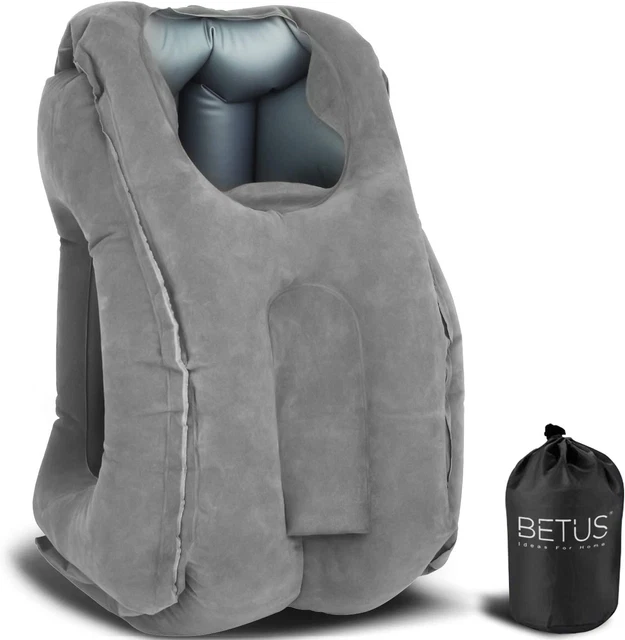 Inflatable Neck Pillow Perfect to Travel Airplane Office Naps  Ergonomic Design