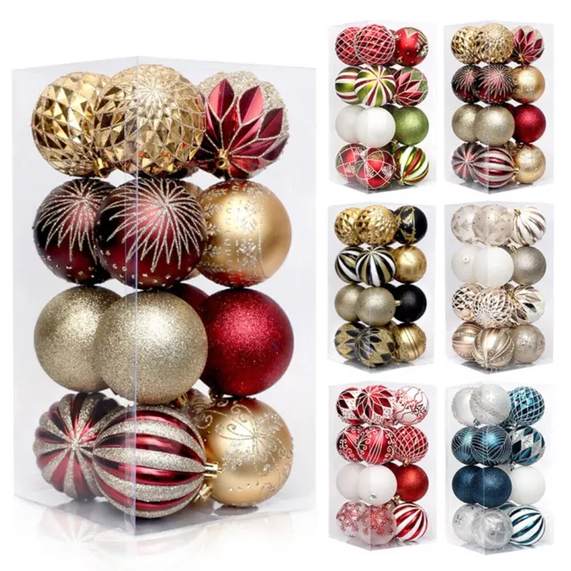 Vibrant Christmas Ball Set 16 Hanging Ornaments for Festive Tree Decor