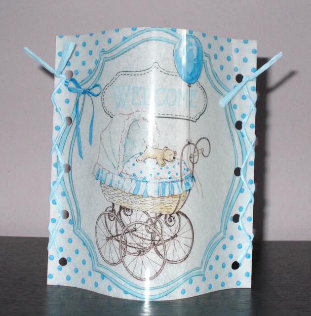 3 DekoWindlichter Geburt Taufe Kinderwagen Tischlicht Mitbringsel Geschenkidee