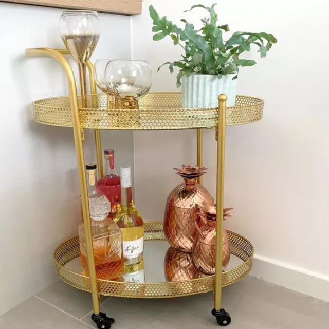 Gold Drinks Trolley With Glass Shelves Mini Bar Cocktail Table Drink Table Home