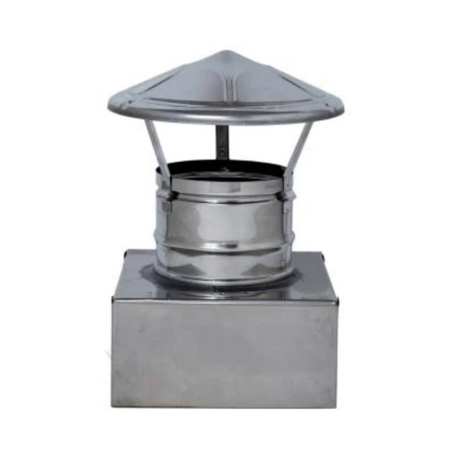 Chapeau De Cheminée Carré En Acier Inoxydable 304 - Diamètre 432mm - Anti-Vent Et Pluie - Neuf En Boîte