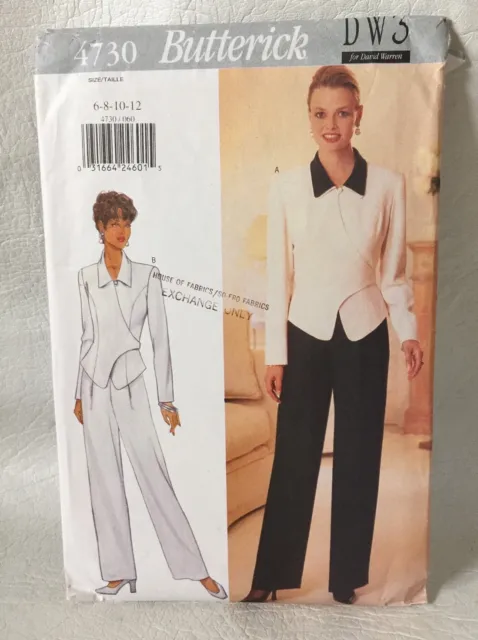 Butterick 4730 Sewing Pattern DW3 David Warren misses Top and Pants sizes 6-12