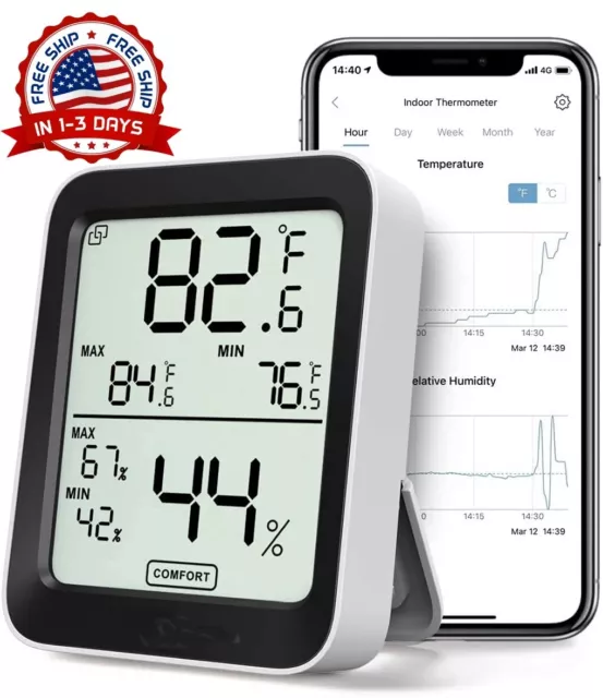 Termómetro higrómetro inteligente Bluetooth temperatura de humedad alerta de App
