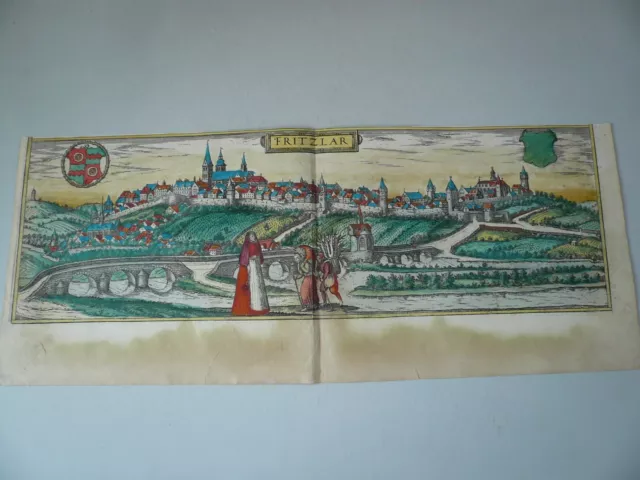 Fritzlar, anno 1583, Braun/Hogenberg, altkoloriert, selten Fritzlar. - ORIGINAL