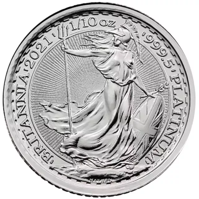 2021 £10 Great Britain Britannia 1/10 Oz .9995 Fine Platinum Coin