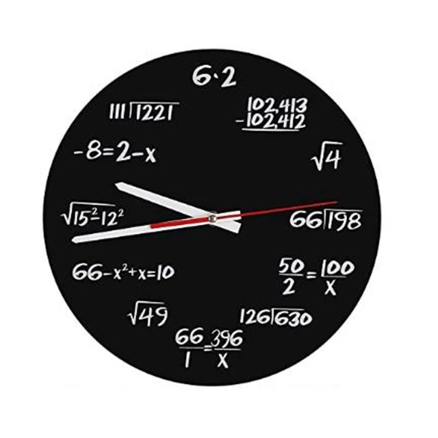 Orologio da Parete Matematico,Timelike Novità Orologio da Parete Matematico Unico Orologio, Semplice Equazione Matematica per Aula, Casa, Ufficio Decorazione Moderna (Nero 30cm) (A