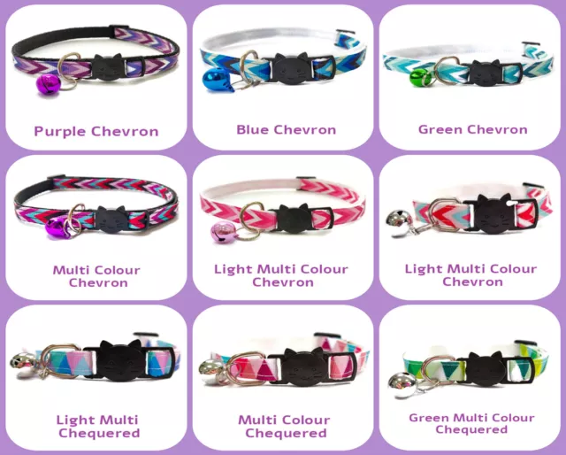 Cat Collar with Bell - Chevron Print | Safe, Quick Release Breakaway Buckle