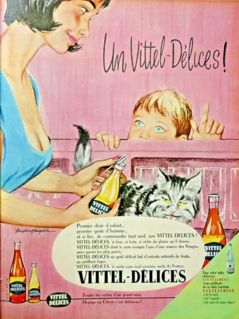 1961 Vittel Delices Natural Fruit Extract Press Advertisement - Cat