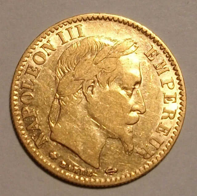 ♔ Belle Pièce ancienne de 10 francs en Or * Napoléon III Tête Laurée * 1865 A ♔