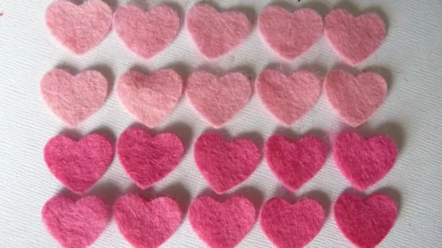 20 X Pink Felt Heart Die Cut Shapes Applique Card Sewing Decoration
