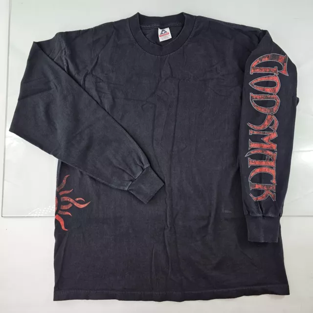 Vintage GODSMACK Shirt Mens XL Black Long Sleeve Rock Metal Band Merch Spellout