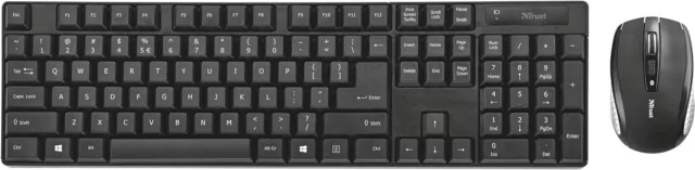 Trust Ximo Kabellos Tastatur-Maus Set DE Layout QWERTZ Deskset für Büro Schwarz