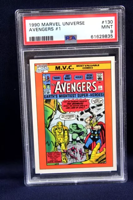 1990 Impel Marvel Universe Card #130 Avengers #1 Most Valuable Comic PSA 9 Mint