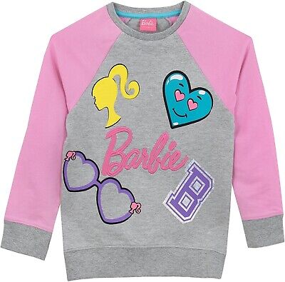 Barbie Girls Jumper Sweatshirt Grey Kids Childrens Casual 4-5 Years