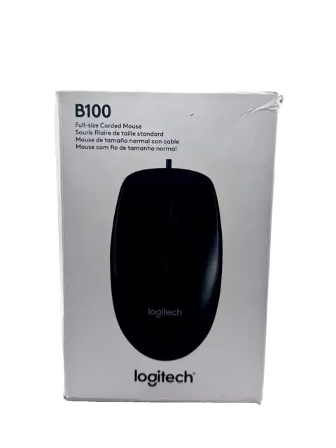 Logitech B100 Corded Mouse – Wired USB Mouse for Computers & laptops Box Damaged