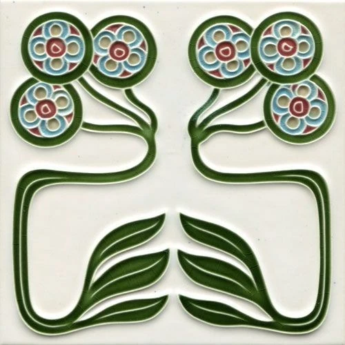 Art Nouveau Vintage Ceramic Tile Azulejo German Trivet Majolica Reproduction