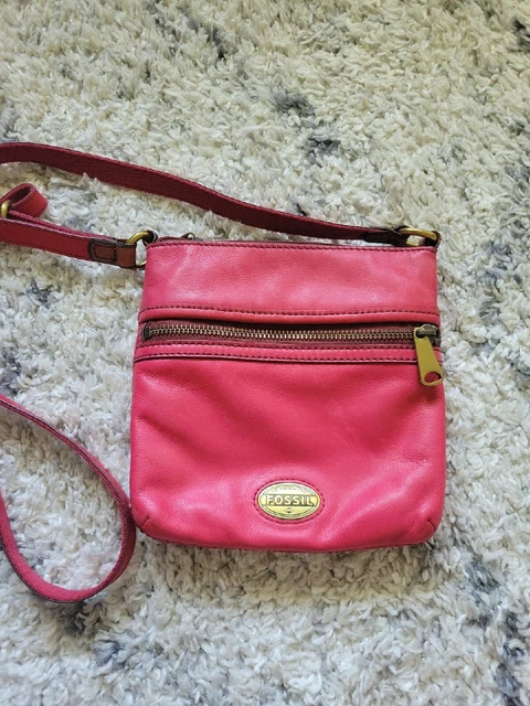 Fossil  Canvas Mod Red  Hobo Crossbody Purse Bag 8x8in