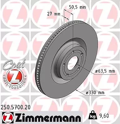 2x Zimmermann 250.5700.20 Bremsscheibe für FORD FOCUS HN HP