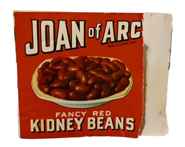 VINTAGE ULTRA RARE Joan of Arc Red Kidney Beans Label 30.00 PicClick