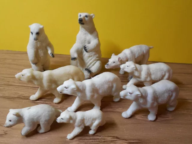 9 alte Eisbär Figuren Kunststoff