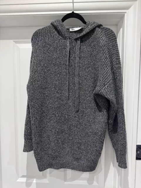 Zara Größe S grau klobig Pullover Pullover Hoodie Strickwaren Langarm Kapuzenpullover