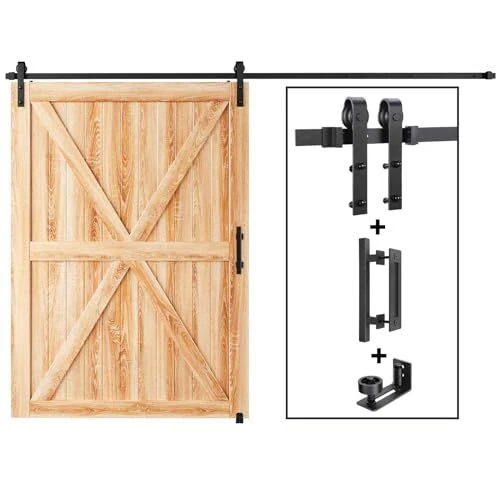 12 FT Sliding Barn Door Track and Handle Hardware Kit,Heavy Duty,Basic 12 Feet