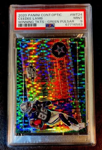 2020 Contenders Optic Ceedee Lamb Rookie Green Pulsar Winning Tickets /27 Psa 9