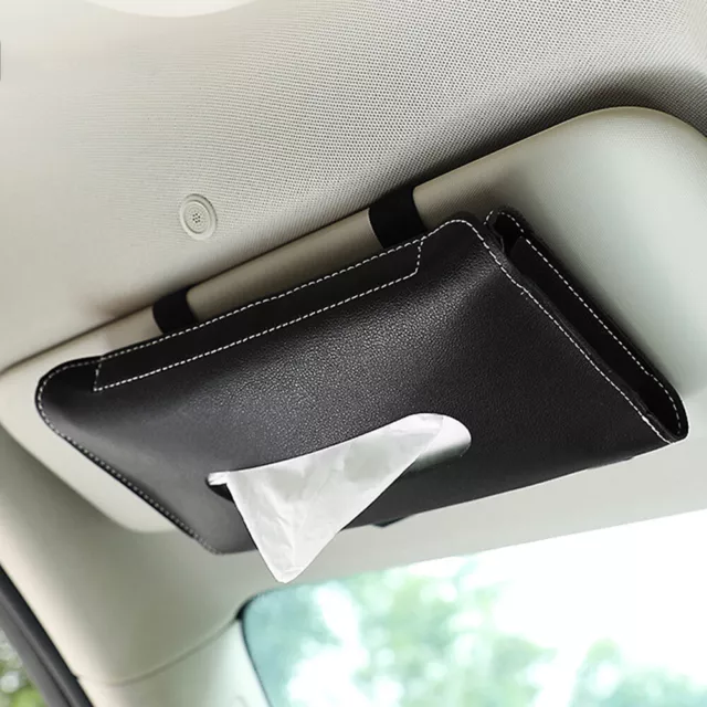 Car Sun Visor Tissue Dispenser Box Holder PU Leather Paper Towel Case Universal~