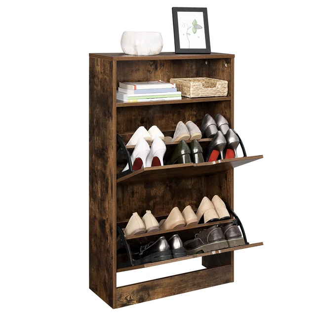 VASAGLE 3-Tier Shoe Cabinet – Freestanding Storage Organizer, Adjustable Shelf, Forest Green, 47.2" Wide