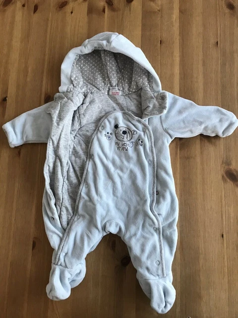 Tuta da neve imbottita bambino peluche cappotto di velluto neonato blu chiaro orsacchiotto