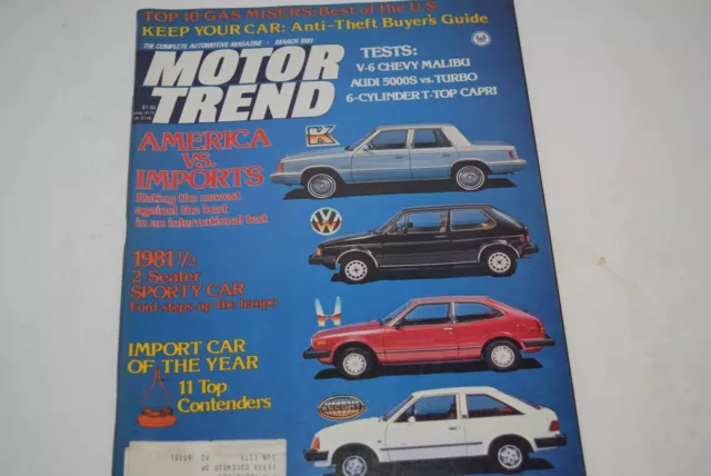 Vintage MAR 1981 Motor Trend Magazine - Import Cars of the Year Cover