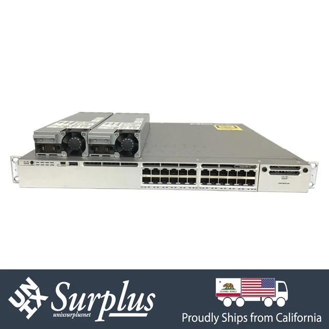 CISCO CATALYST C3850 24Port 1G Switch L3 LAN Vlan Support 1U 2x 350W