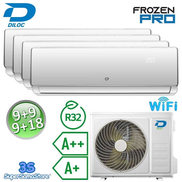 3S CLIMATISEUR QUADRI SPLIT 2,5+2,5+2,5+5 Kw R32 A++/A+ DILOC FROZEN PRO - WIFI