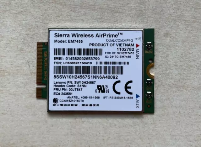 Sierra EM7455 4G LTE WWAN Wireless Card Module 00JT547 for Lenovo Yoga/Thinkpad