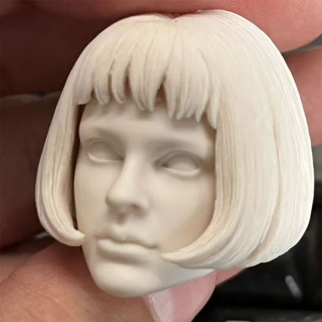 1/6 soldiers short hair white mould head carving For 12"  Female Action Figure